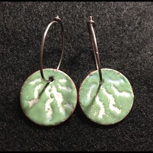 Willow colored enameled penny earrings